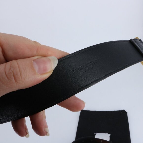 YSL 105 croc embossed classic logo Black Belt e917 main image 5